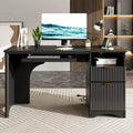 Bestier 55 Computer Writing PC Desk Home Office with Power Outlets Keyboard Tray and Storage Drawers
