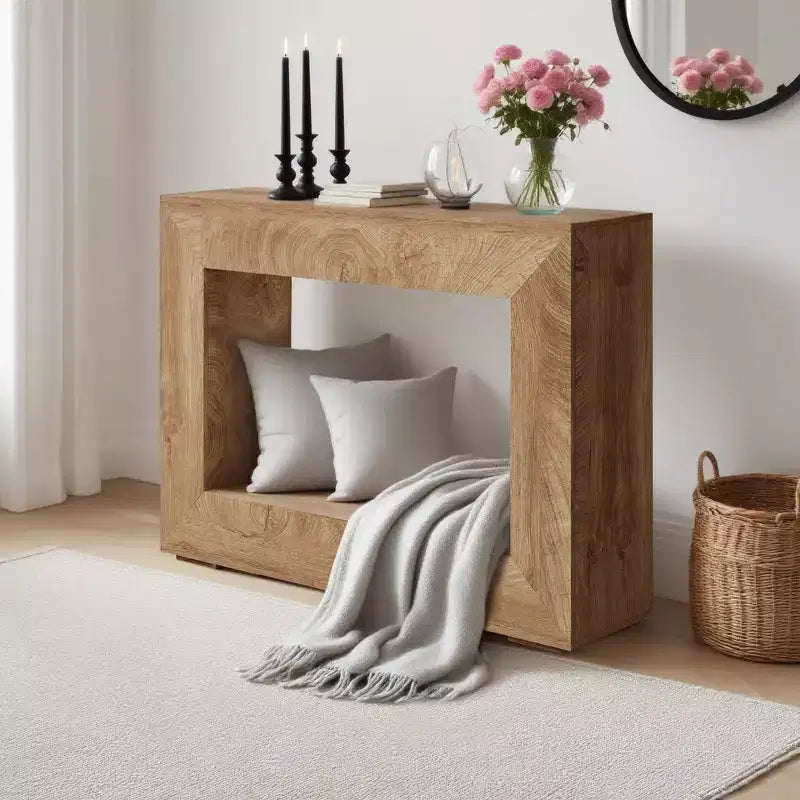 Table console de ferme 47 po avec étagère de rangement – Table de canapé en bois derrière le canapé, table d'appoint vintage pour entrée de salon