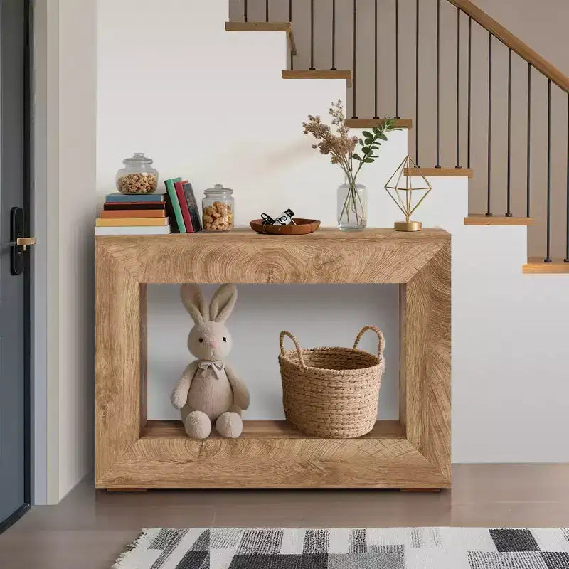 Table console de ferme 47 po avec étagère de rangement – Table de canapé en bois derrière le canapé, table d'appoint vintage pour entrée de salon