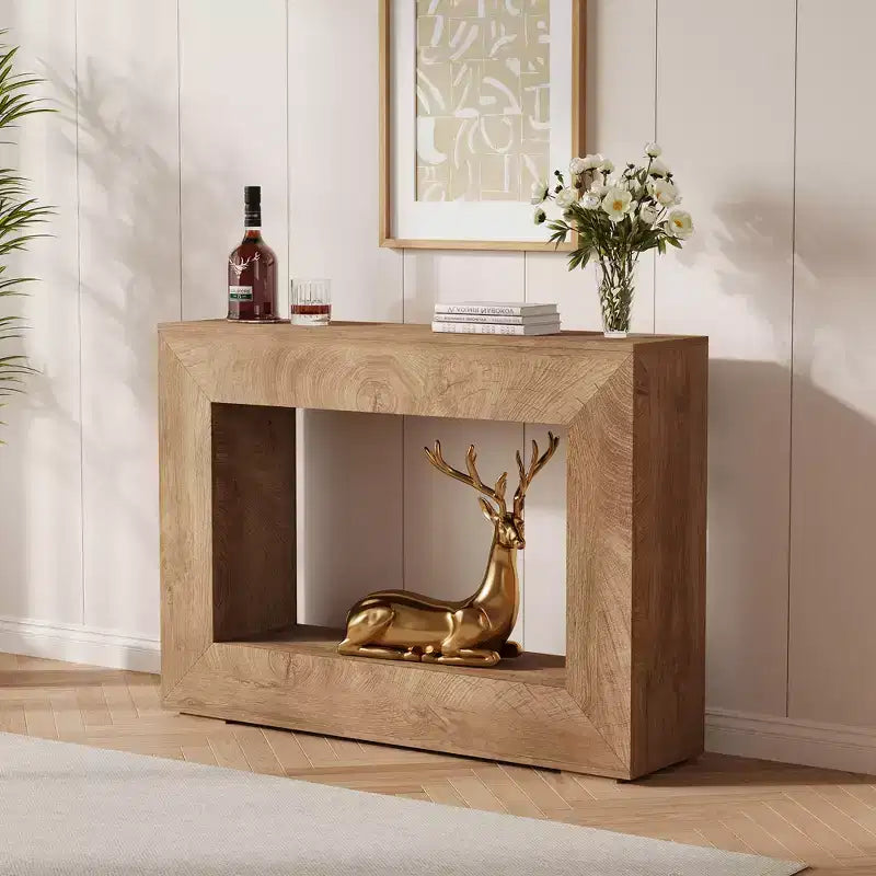 Table console de ferme 47 po avec étagère de rangement – Table de canapé en bois derrière le canapé, table d'appoint vintage pour entrée de salon