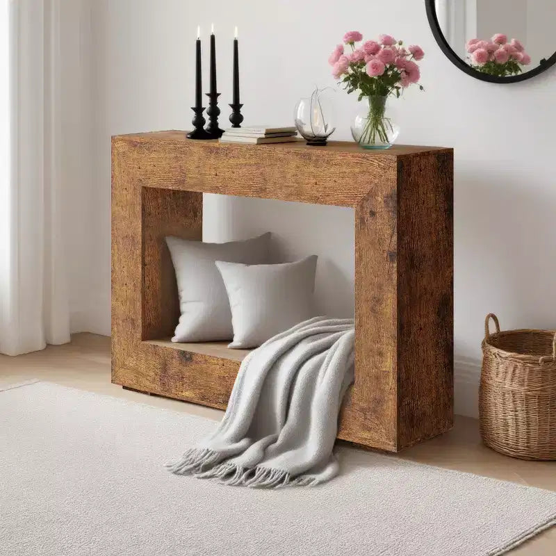 Table console de ferme 47 po avec étagère de rangement – Table de canapé en bois derrière le canapé, table d'appoint vintage pour entrée de salon