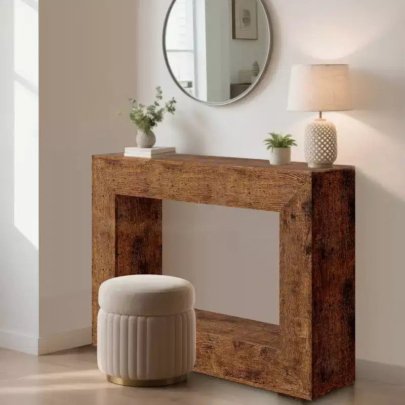Table console de ferme 47 po avec étagère de rangement – Table de canapé en bois derrière le canapé, table d'appoint vintage pour entrée de salon