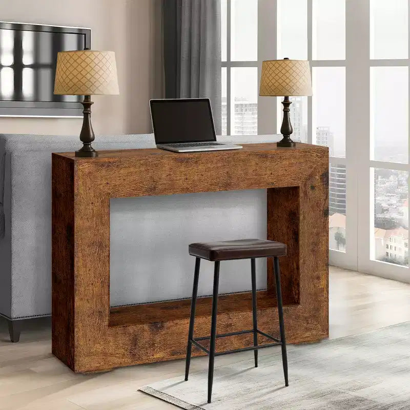 Table console de ferme 47 po avec étagère de rangement – Table de canapé en bois derrière le canapé, table d'appoint vintage pour entrée de salon