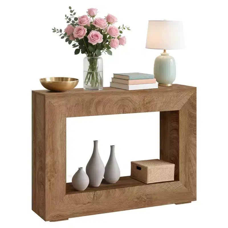 Table console de ferme 47 po avec étagère de rangement – Table de canapé en bois derrière le canapé, table d'appoint vintage pour entrée de salon