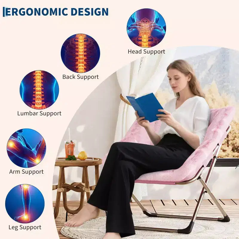 Fauteuils soucoupes pliables pour adultes, capacité de 136 kg, fauteuil paresseux confortable en fausse fourrure avec cadre métallique, aucun assemblage requis pour chambres, dortoirs, appartements