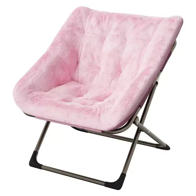 Fauteuils soucoupes pliables pour adultes, capacité de 136 kg, fauteuil paresseux confortable en fausse fourrure avec cadre métallique, aucun assemblage requis pour chambres, dortoirs, appartements