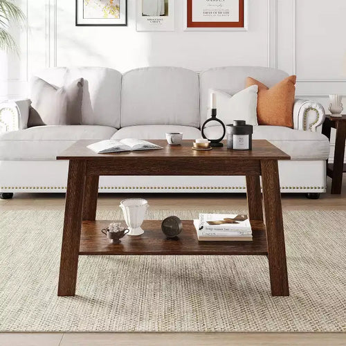 31.5 Modern Industrial Coffee Table with 2-Tier Storage MDF & Particle Board, Compact & Durable, Easy Assembly for Apartments & Offices