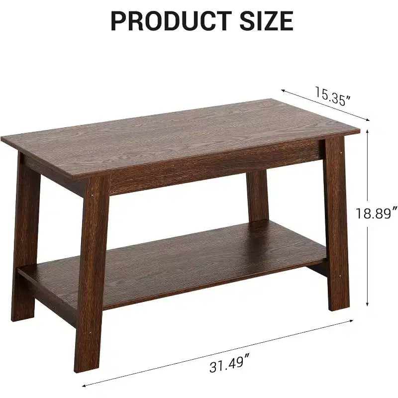 31,5 Table Basse Industrielle Moderne avec Rangement à 2 Niveaux MDF et Panneaux de Particules, Compacte et Durable, Montage Facile pour Appartements et Bureaux