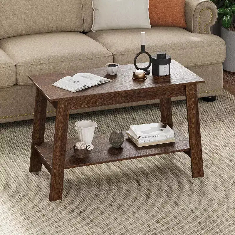 31,5 Table Basse Industrielle Moderne avec Rangement à 2 Niveaux MDF et Panneaux de Particules, Compacte et Durable, Montage Facile pour Appartements et Bureaux