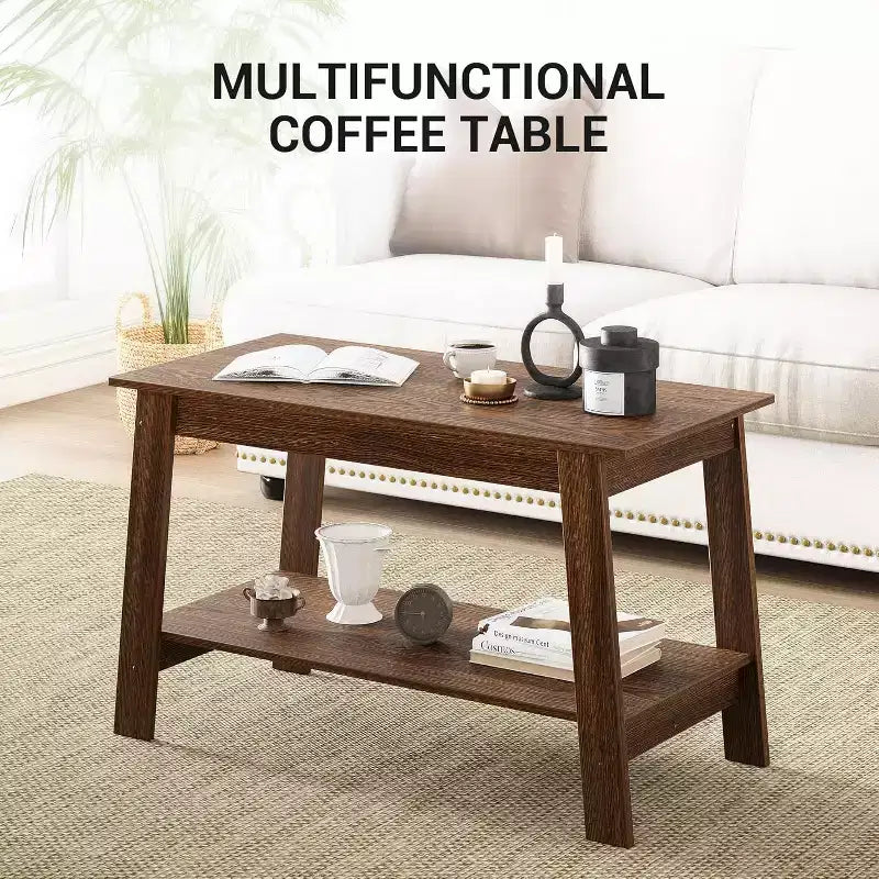 31,5 Table Basse Industrielle Moderne avec Rangement à 2 Niveaux MDF et Panneaux de Particules, Compacte et Durable, Montage Facile pour Appartements et Bureaux
