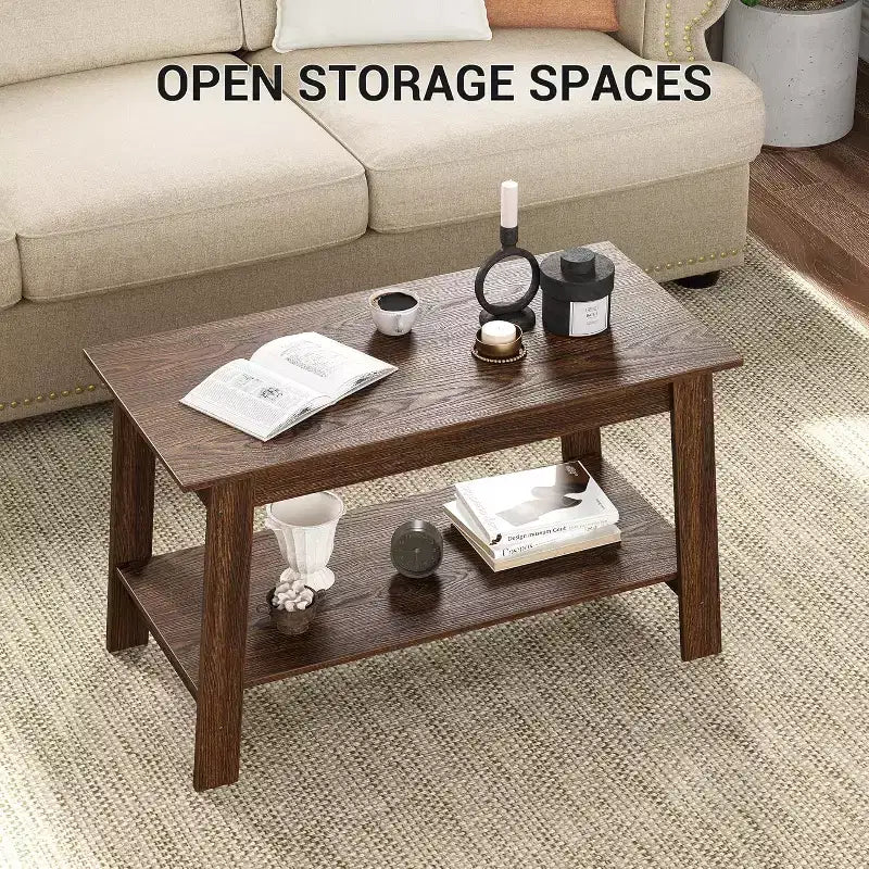 31,5 Table Basse Industrielle Moderne avec Rangement à 2 Niveaux MDF et Panneaux de Particules, Compacte et Durable, Montage Facile pour Appartements et Bureaux