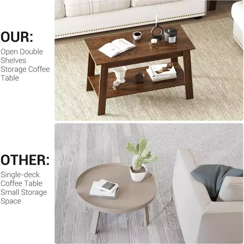 31,5 Table Basse Industrielle Moderne avec Rangement à 2 Niveaux MDF et Panneaux de Particules, Compacte et Durable, Montage Facile pour Appartements et Bureaux