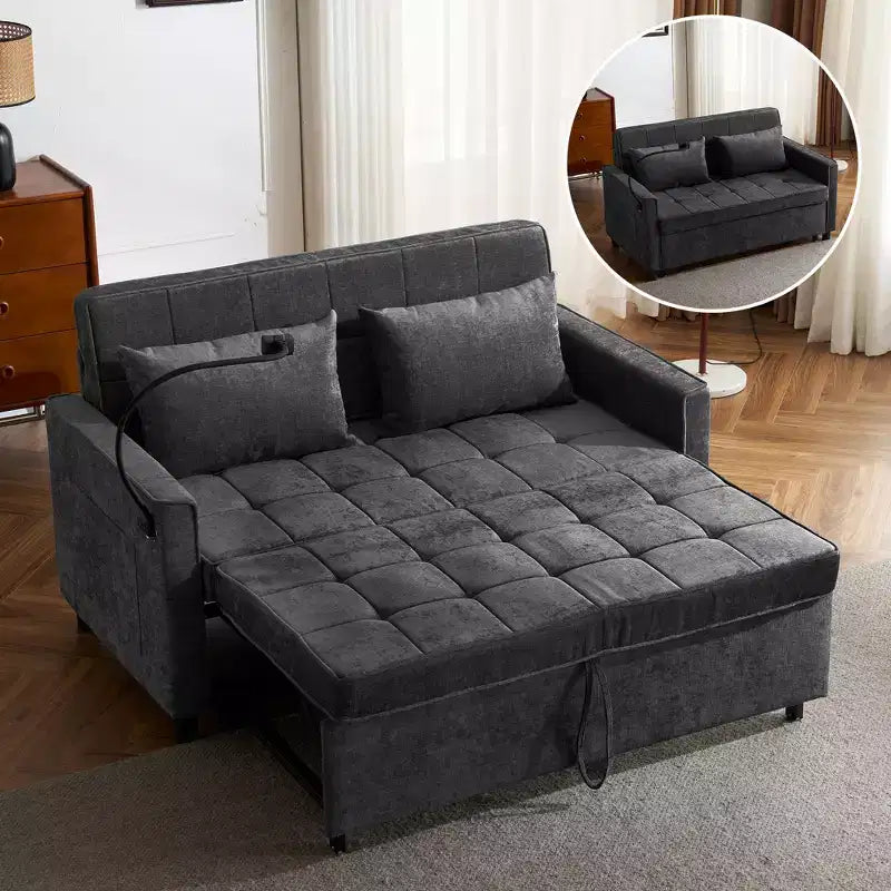 Canapé causeuse confortable en chenille avec lit gigogne
