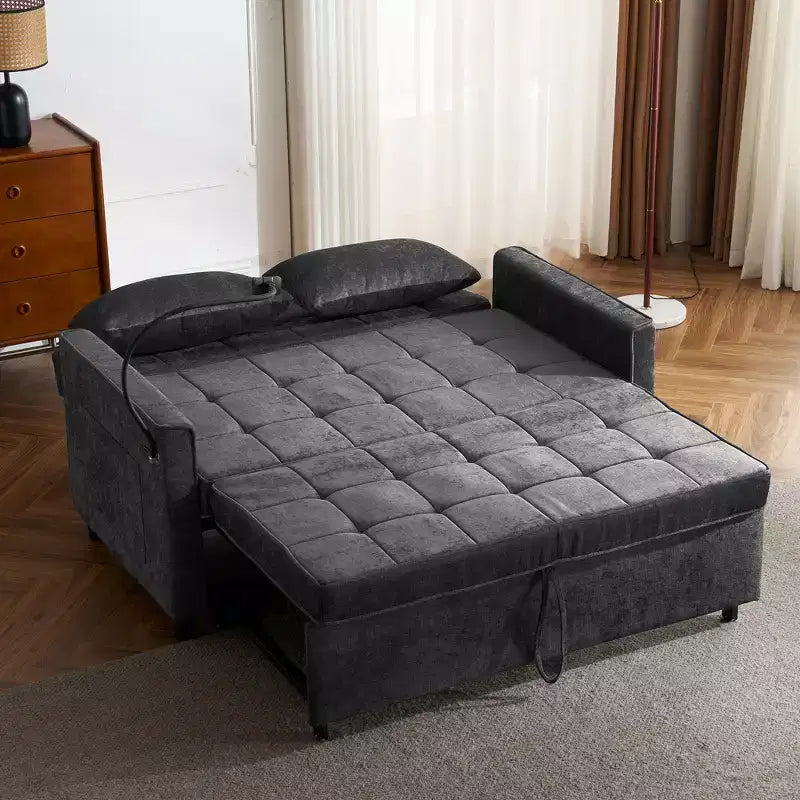 Canapé causeuse confortable en chenille avec lit gigogne