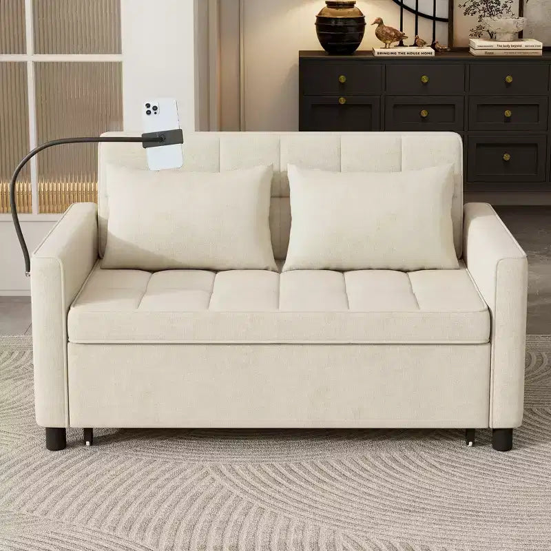 Canapé causeuse confortable en chenille avec lit gigogne
