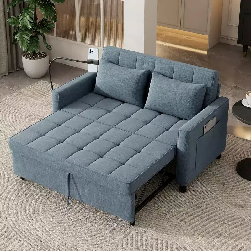 Canapé causeuse confortable en chenille avec lit gigogne