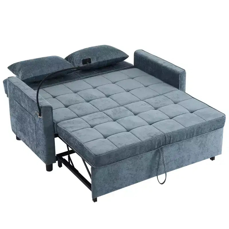 Canapé causeuse confortable en chenille avec lit gigogne