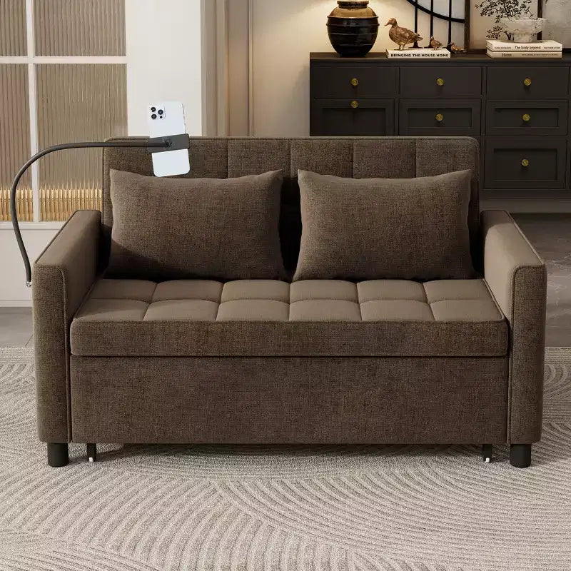 Canapé causeuse confortable en chenille avec lit gigogne