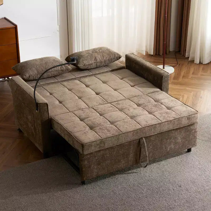 Canapé causeuse confortable en chenille avec lit gigogne