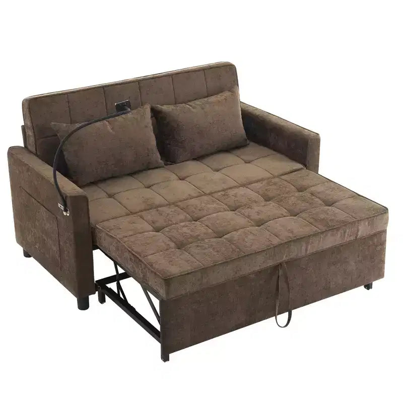 Canapé causeuse confortable en chenille avec lit gigogne