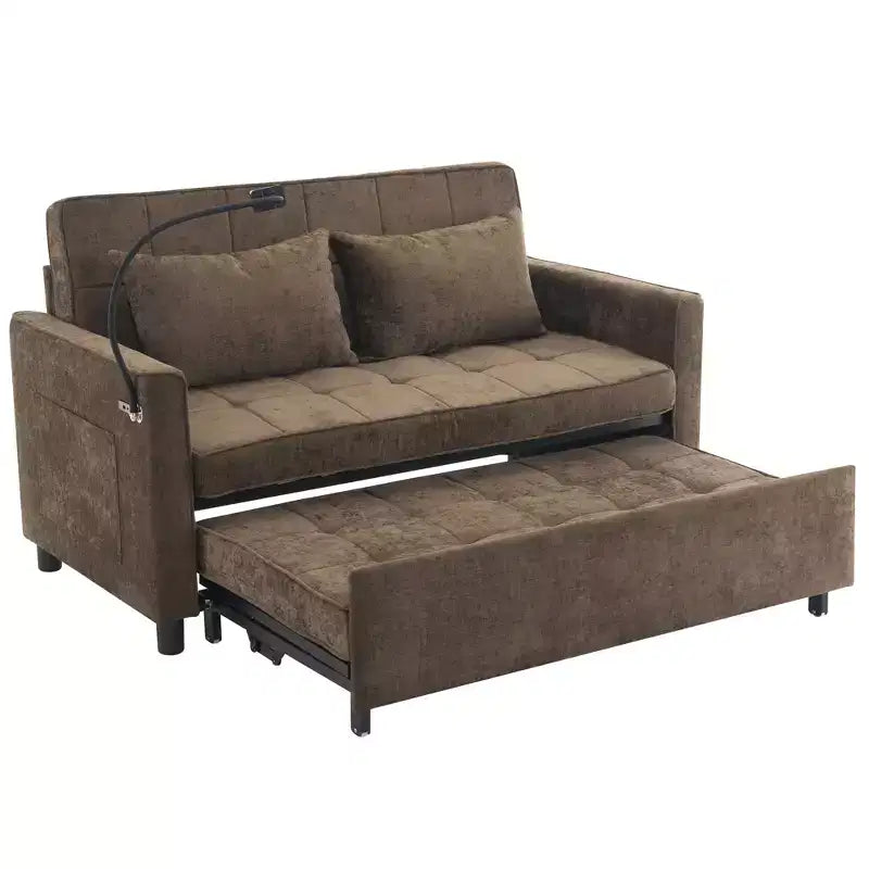 Canapé causeuse confortable en chenille avec lit gigogne