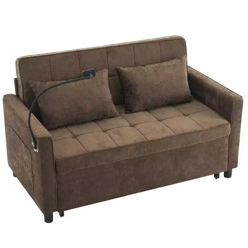 Canapé causeuse confortable en chenille avec lit gigogne