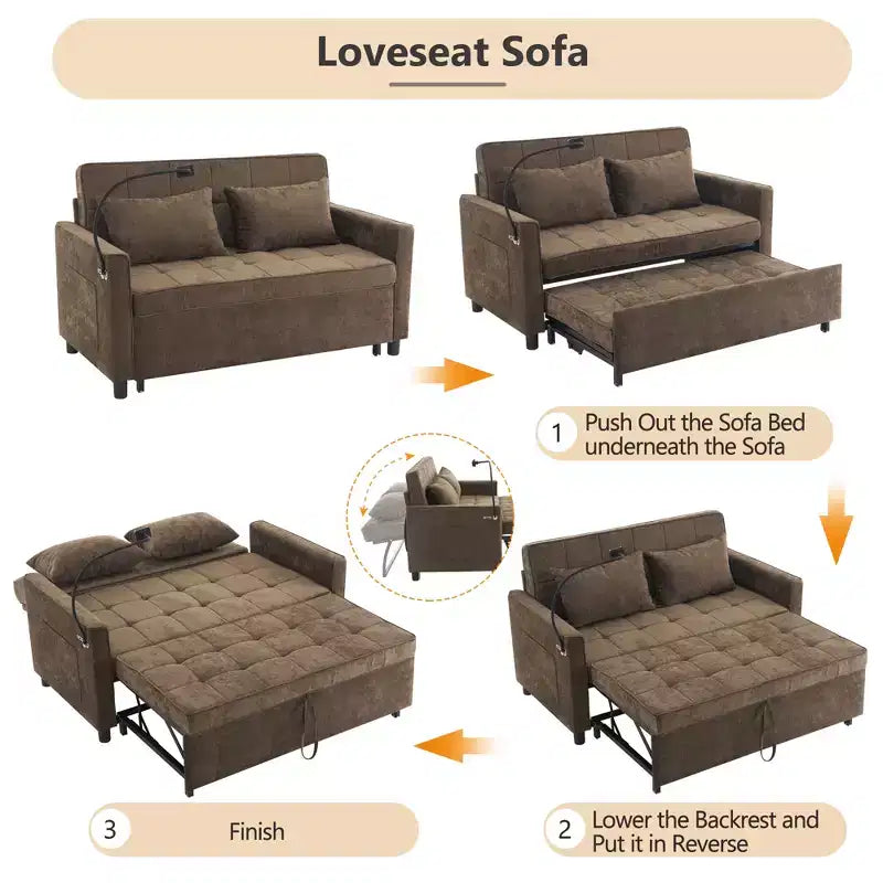 Canapé causeuse confortable en chenille avec lit gigogne