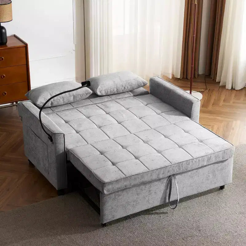 Canapé causeuse confortable en chenille avec lit gigogne