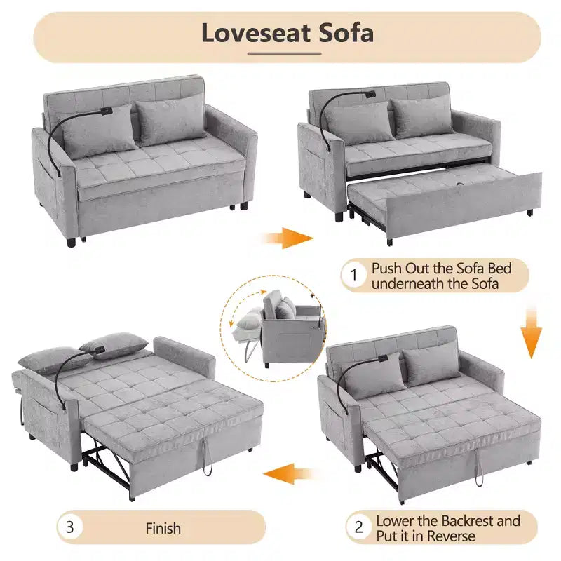 Canapé causeuse confortable en chenille avec lit gigogne