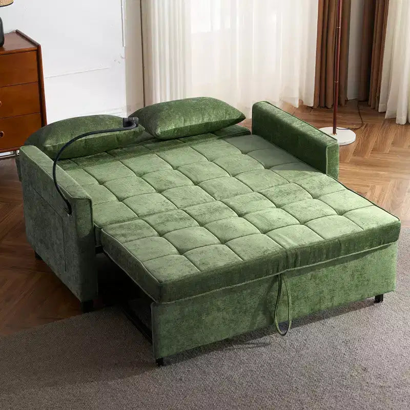 Canapé causeuse confortable en chenille avec lit gigogne