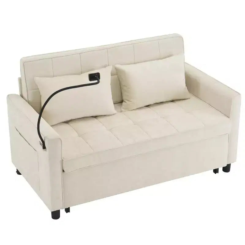 Canapé causeuse confortable en chenille avec lit gigogne