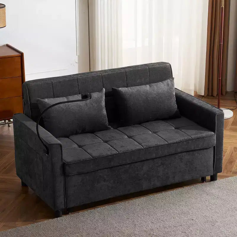 Canapé causeuse confortable en chenille avec lit gigogne