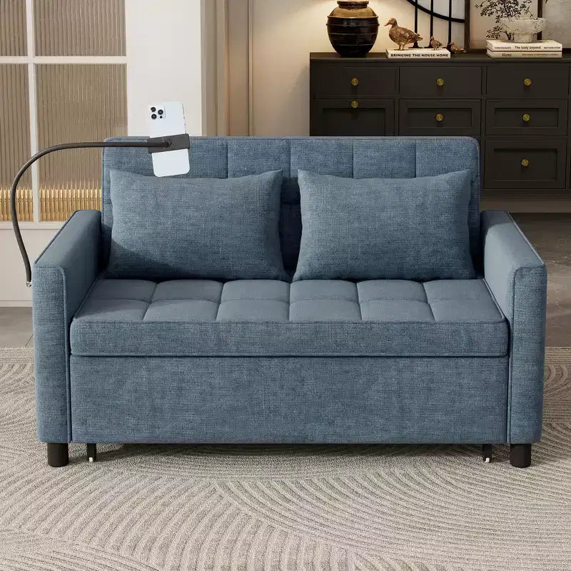 Canapé causeuse confortable en chenille avec lit gigogne