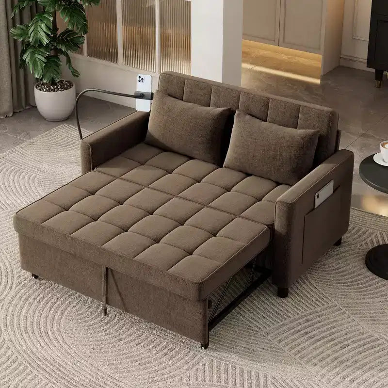Canapé causeuse confortable en chenille avec lit gigogne