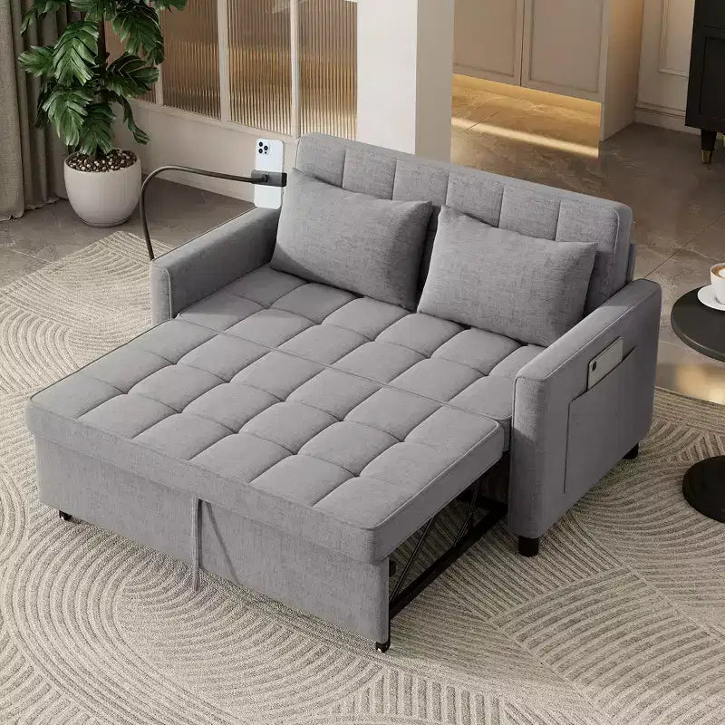 Canapé causeuse confortable en chenille avec lit gigogne