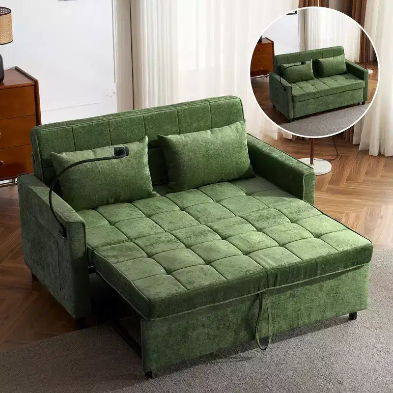 Canapé causeuse confortable en chenille avec lit gigogne