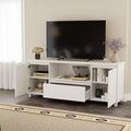 GustoWave White TV Stand for up to 70 Inch TVs, Wood TV Console Table with Drawer & 2 Storage Cabinets for Living Room, Bedroom