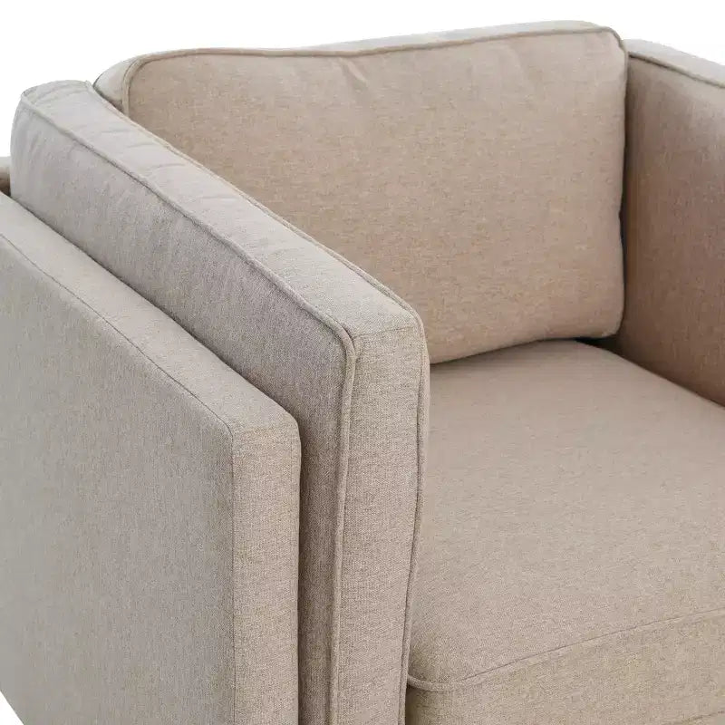 Fauteuil rembourré contemporain à dossier haut avec pieds en bois massif