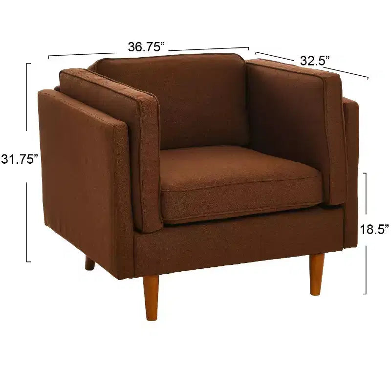 Fauteuil rembourré contemporain à dossier haut avec pieds en bois massif