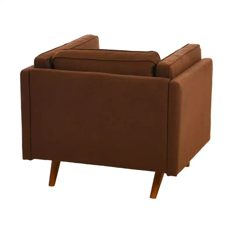 Fauteuil rembourré contemporain à dossier haut avec pieds en bois massif