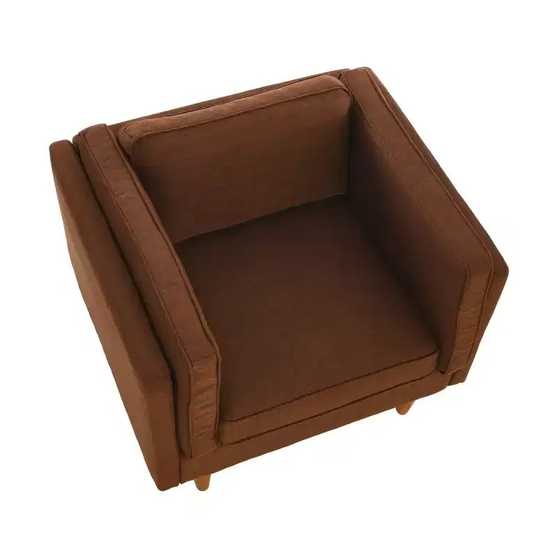 Fauteuil rembourré contemporain à dossier haut avec pieds en bois massif