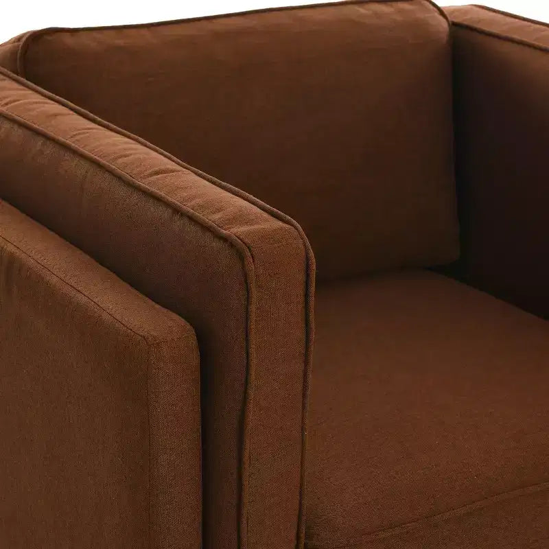 Fauteuil rembourré contemporain à dossier haut avec pieds en bois massif