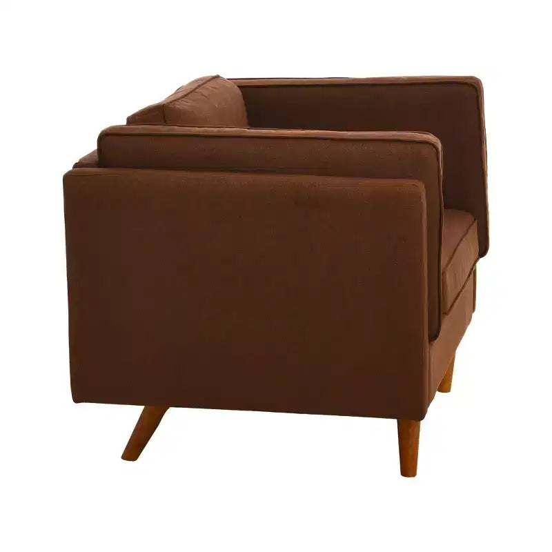 Fauteuil rembourré contemporain à dossier haut avec pieds en bois massif