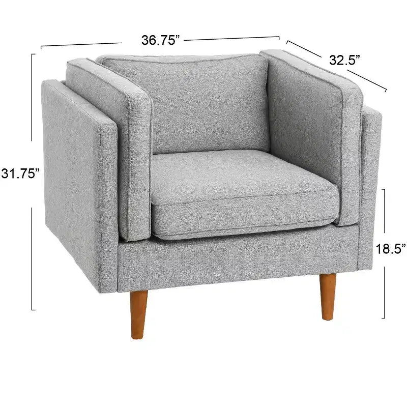 Fauteuil rembourré contemporain à dossier haut avec pieds en bois massif