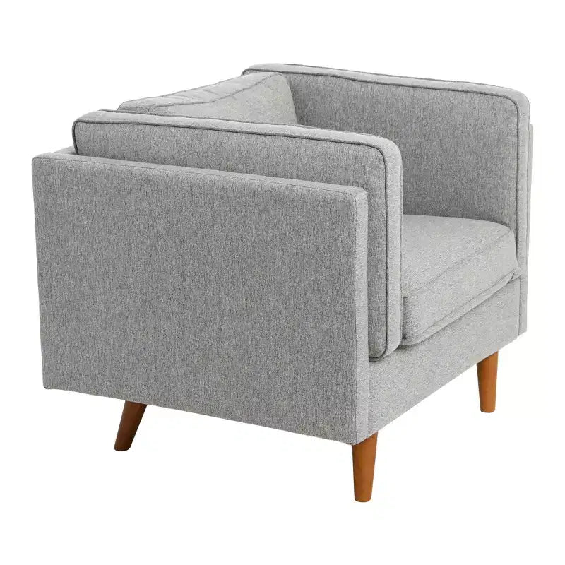 Fauteuil rembourré contemporain à dossier haut avec pieds en bois massif