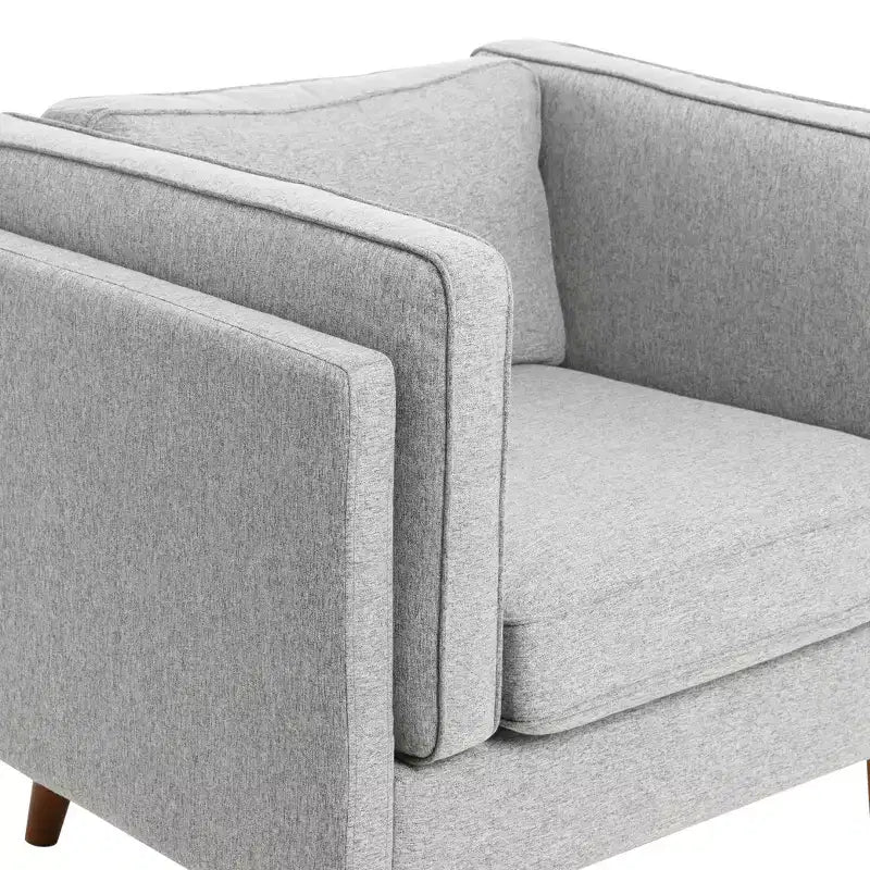 Fauteuil rembourré contemporain à dossier haut avec pieds en bois massif