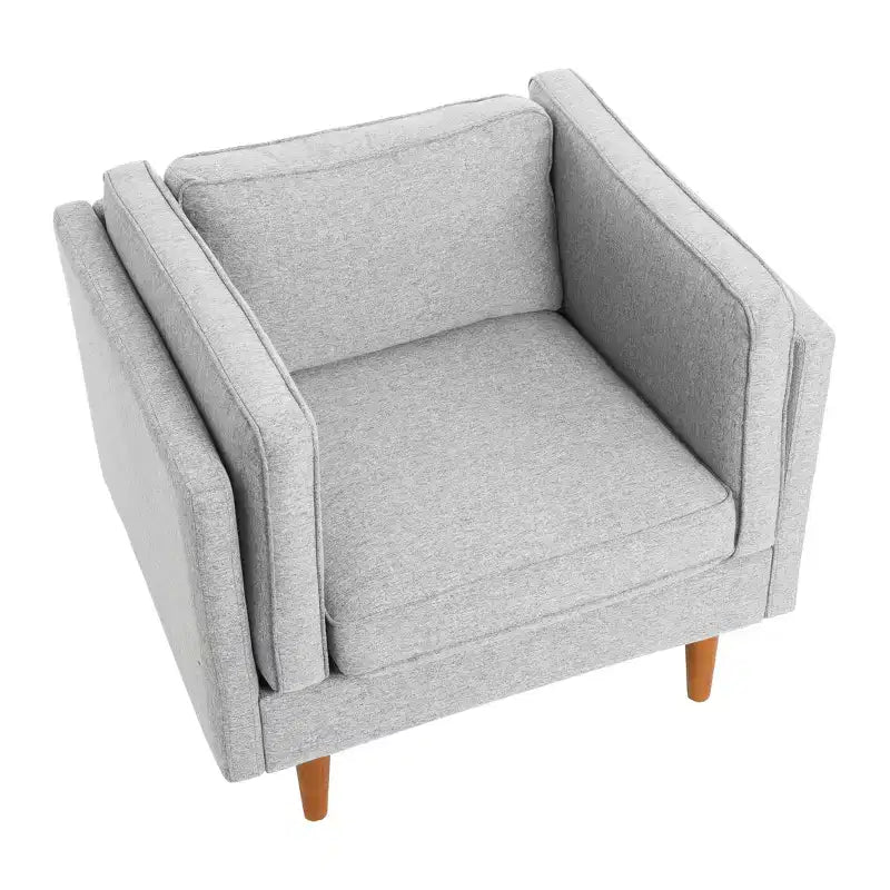 Fauteuil rembourré contemporain à dossier haut avec pieds en bois massif