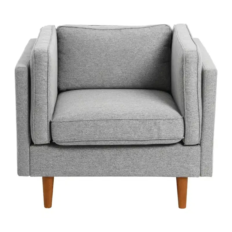 Fauteuil rembourré contemporain à dossier haut avec pieds en bois massif