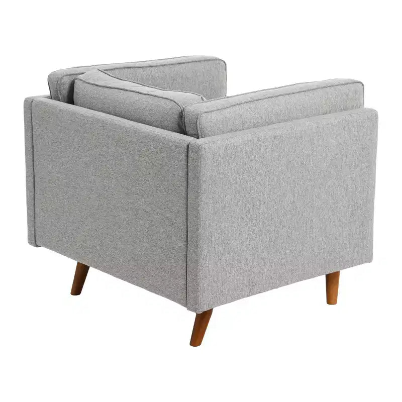 Fauteuil rembourré contemporain à dossier haut avec pieds en bois massif