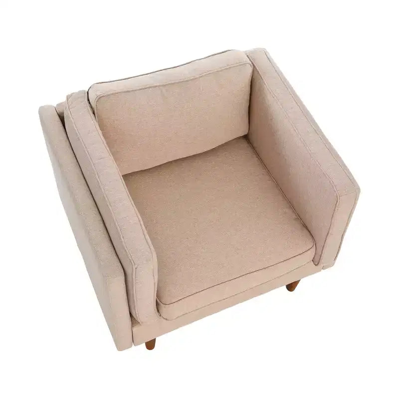 Fauteuil rembourré contemporain à dossier haut avec pieds en bois massif